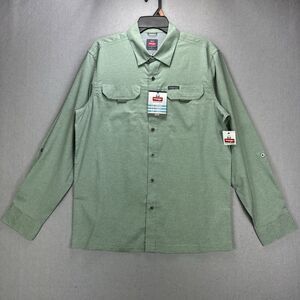 NWT Wrangler Hike Thru Shirt Men's M Green Outdoor Regular Fit LS Vented